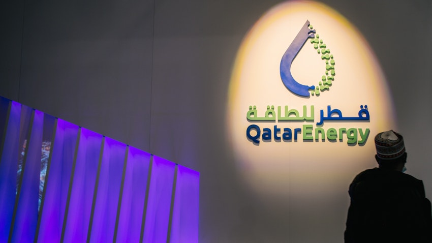 The Qatar Energy section at an exhibition during the 23rd World Petroleum Congress in Houston, United States on Dec. 7, 2021. (Photo via Getty Images)