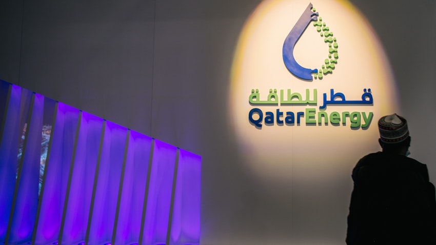 بخش انرژی قطر، در نمایشگاهی در بیست و سومین کنگره‌ی جهانی نفت؛ هیوستون، ایالات متحده، ۱۶ آذر ۱۴۰۰/ ۷ دسامبر ۲۰۲۱. (عکس از گتی ایمیجز)