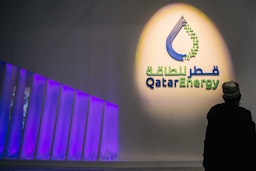 قسم الطاقة القطري في معرض خلال المؤتمر العالمي الثالث والعشرين للنفط في هيوستن، الولايات المتحدة الأميركية في 7 ديسمبر/كانون الأول 2021. (الصورة عبر غيتي إيماجز)