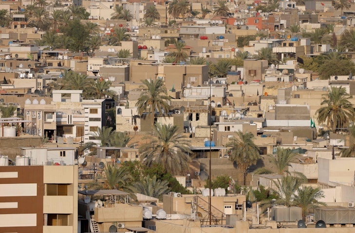 حي سكني في العاصمة العراقية بغداد. في 27 أغسطس/آب 2021. (الصورة عبر غيتي إيماجز)
