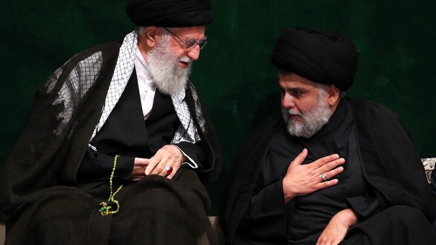 المرشد الأعلى لإيران آية الله علي خامنئي يلتقي رجل الدين والسياسي الشيعي العراقي مقتدى الصدر في طهران. 21 سبتمبر/أيلول 2019 (الصورة من الموقع الرسمي للمرشد الأعلى الإيراني)