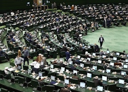 Iran's parliament open session on Feb. 23, 2022. (Photo by Mohammad Hassanzadeh via Tasnim News Agency)