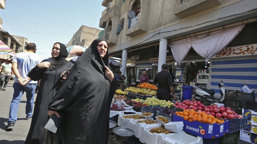 Women in Sadriyah Market in Baghdad, Iraq on Sept. 10, 2021. (Photo via Getty Images)