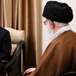Iran's Supreme Leader Ayatollah Ali Khamenei meets Russia's President Vladimir Putin in Tehran on Nov. 1, 2017. (Photo via Iran's leader's website)