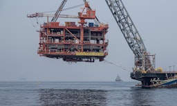 Platform installation at the South Pars natural gas field on July 13, 2019. (Photo by Hossein Mersadi via Fars News Agency)