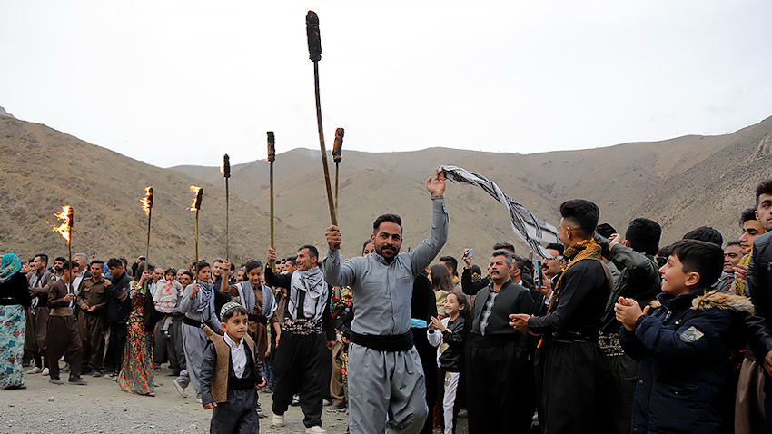 Iranian Kurds celebrate the Iranian New Year, Nowruz, in Doulab village, Kurdistan province on Mar. 21, 2022. (Photo by Akan Naghshbandi via IRIB News)