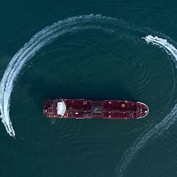 IRGC speedboats circle a UK-flagged tanker before seizing it on July 19, 2019. (Photo via Tasnim)