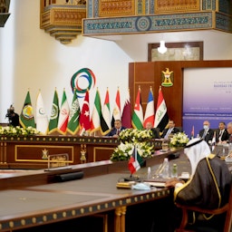 Iraqi Prime Minister Mustafa Al-Kadhimi hosts the Iranian and Saudi foreign ministers among other foreign dignitaries in Baghdad, Iraq on Aug. 28, 2021 (Photo via Iraqi PMO)