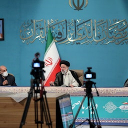 Iranian President Ebrahim Raisi leads a cabinet session in Tehran, Iran on Apr. 11, 2022. (Photo via Iran Press)