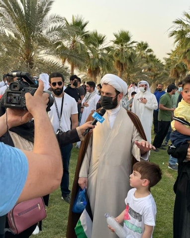 Kuwaiti Shiite cleric Sheikh Mahdy Al-Hazeem attends a pro-Palestine rally in Kuwait City on May 19, 2021. (Source: MahdyAlHazeem/Twitter)