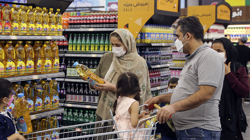 Iranian family shops at a local supermarket in Shiraz, Iran on May 7, 2022. (Photo via IRNA) 