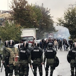 Riot police dispatched to quell protests in Tehran, Iran on Nov. 16, 2019. (Photo via Mehr News Agency)