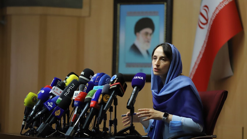 UN Special Rapporteur Alena Douhan speaks during her news conference in Tehran, Iran on May 18, 2022. (Photo by Rouhollah vahdati via Hamshahri)