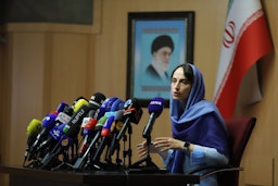 UN Special Rapporteur Alena Douhan speaks during her news conference in Tehran, Iran on May 18, 2022. (Photo by Rouhollah vahdati via Hamshahri)
