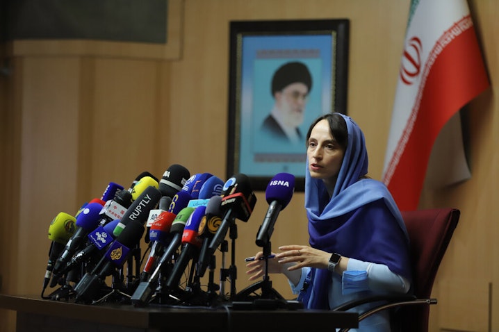 UN Special Rapporteur Alena Douhan speaks during her news conference in Tehran, Iran on May 18, 2022. (Photo by Rouhollah vahdati via Hamshahri)