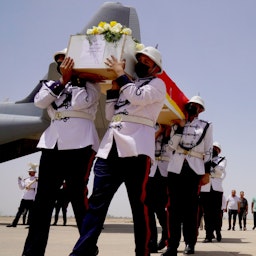 The bodies of the Iraqi civilians killed in Zakho attack arrive in Baghdad, Iraq on July 21, 2022. (Source: IraqiPMO/Twitter)