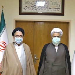 Iranian Intelligence Minister Esmail Khatib meets the then head of the IRGC’s Intelligence Organization Hossein Taeb in Tehran, Iran on Sept. 6, 2021. (Photo via Iranian Ministry of Intelligence)