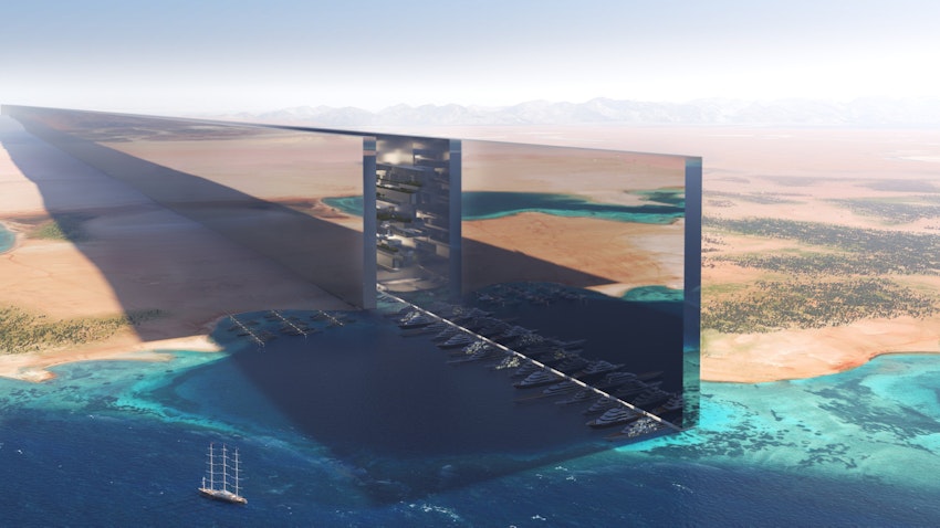 Artist rendering of "the Line" in the heart of Saudi Arabia's Neom project, released on July 25, 2022. (Handout photo via SPA)