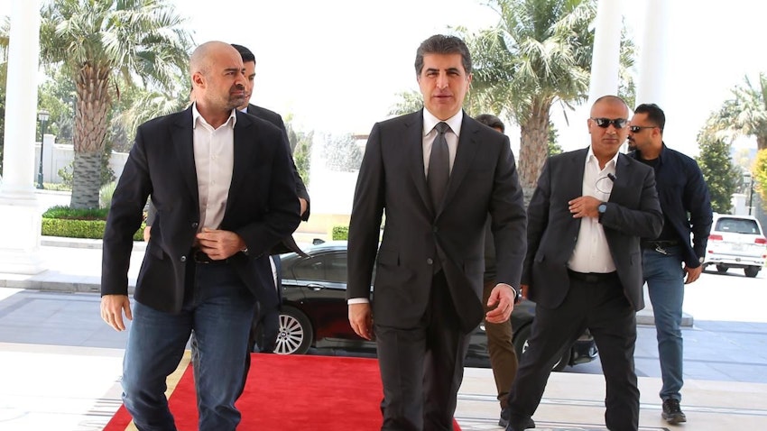 ملاقات نچیروان بارزانی، رئیس اقلیم کردستان، با بافل طالبانی، رهبر اتحادیه‌ی میهنی کردستان؛ اربیل، عراق، ۴ خرداد ۱۴۰۱/ ۲۵ می ۲۰۲۲. (عکس دست اول از سایت رئیس اقلیم کردستان)