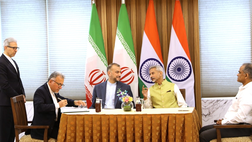 Iranian Foreign Minister Hossein Amir-abdollahian meets with his Indian counterpart Subrahmanyam Jaishankar in New Delhi, India on June 18, 2022. (Photo via Iranian Foreign Ministry)
