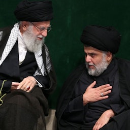 Iranian Supreme Leader Ali Khamenei and the influential Iraqi Shiite cleric Muqtada Al-Sadr in Tehran, Iran on Sept. 11, 2019. (Photo via khamenei.ir)