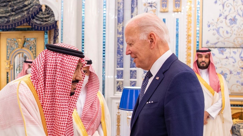 Saudi King Salman bin Abdulaziz receives US President Joe Biden in Jeddah, Saudi Arabia on July 15, 2022. (Source: KSAmofaEN/Twitter)