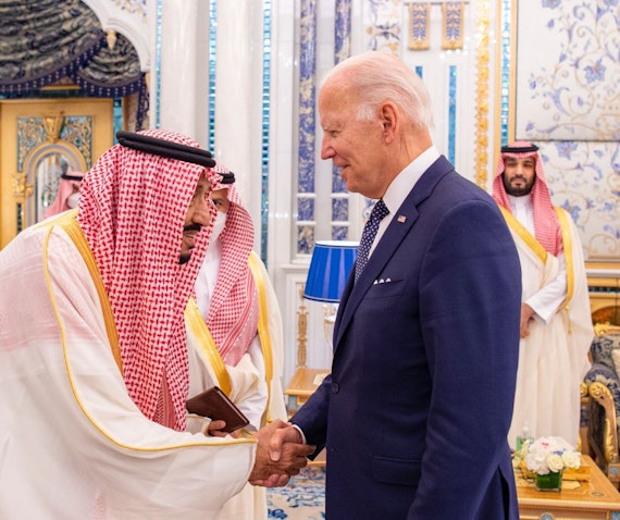Saudi King Salman bin Abdulaziz receives US President Joe Biden in Jeddah, Saudi Arabia on July 15, 2022. (Source: KSAmofaEN/Twitter)