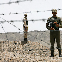 Border Security Force soldiers patrol the Iran-Pakistan border in May 2009. (Photo by Amir Pourmand via ISNA)