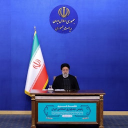 Iranian President Ebrahim Raisi attends a live press conference in Tehran, Iran on Aug. 29, 2022. (Photo via Iranian Presidency)