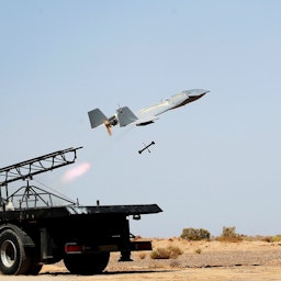 A still of the Omid drone during the army's military exercise in Iran on Aug. 25, 2022. (Source: mohshaltouki/Twitter)
