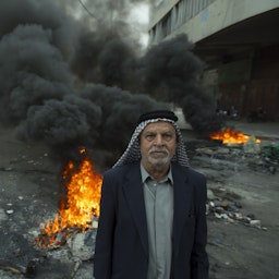 مسن عراقي يشارك في الحركة الاحتجاجية وسط بغداد، العراق. أكتوبر/تشرين الأول 2019 (الصورة عبر ويكيميديا كومنز)
