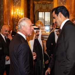 Qatar's Emir attends a reception hosted by King Charles III at Buckingham Palace on Sept. 18, 2022 in London, UK. (Handout photo via Qatari Amiri Diwan)