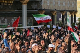 Government supporters rally in Hamedan, Iran on Sept. 23, 2022. (Photo via Tasnim News Agency)