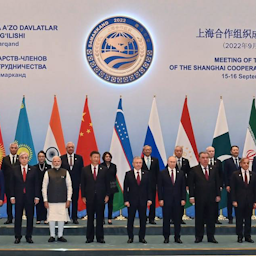 Leaders of the Shanghai Cooperation Organization member states at the 22nd meeting of the Heads of State in Samarkand, Uzbekistan on Sept 16, 2022. (Photo via Iranian presidency)