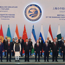 قادة الدول الأعضاء في منظمة شنغهاي للتعاون في الاجتماع الثاني والعشرين لرؤساء الدول في سمرقند، أوزبكستان. 16 سبتمبر/أيلول 2022 (الصورة عبر موقع الرئاسة الإيرانية)