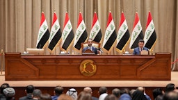 Iraqi MPs vote on Speaker Mohammed Al-Halbousi's resignation in Baghdad, Iraq on Sept. 28, 2022. (Source: @mediaofspeaker/Twitter)