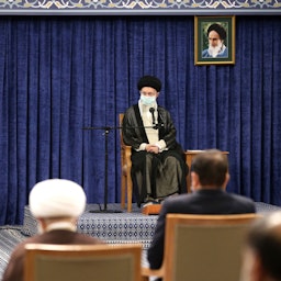 Supreme Leader Ali Khamenei addressing the members of the Expediency Council in Tehran, Iran on Oct. 12, 2022. (Photo via Iran’s supreme leader’s website)