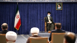 Supreme Leader Ali Khamenei addressing the members of the Expediency Council in Tehran, Iran on Oct. 12, 2022. (Photo via Iran’s supreme leader’s website)