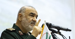 Major General Hossein Salami speaks at a gathering at the central branch of Islamic Azad University in Tehran, Iran on Oct. 13, 2022. (Photo via Fars News Agency)