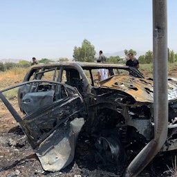 The result of a suspected Turkish drone strike on a car in Sulaimaniyah, Iraq on Aug. 1, 2022. (Photo via social media)