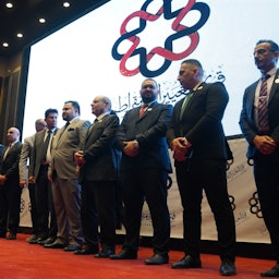 Members of Forces of Democratic Change at a conference in Baghdad, Iraq on Oct. 15, 2022. (Source: theiraqhome/Twitter)