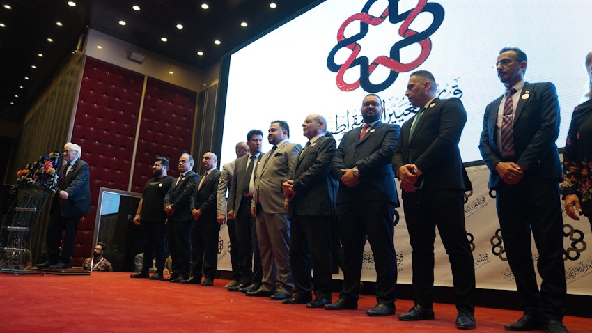 عناصر من قوى التغيير الديمقراطي في مؤتمر في بغداد. 15 أكتوبر/تشرين الأول 2022 (المصدر:  البيت العراقي عبر تويتر)