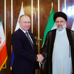 الرئيس الروسي فلاديمير بوتين يلتقي نظيره الإيراني إبراهيم رئيسي في طهران، إيران. 19 يوليو/تموز 2022 (الصورة عبر موقع الرئاسة الإيرانية)