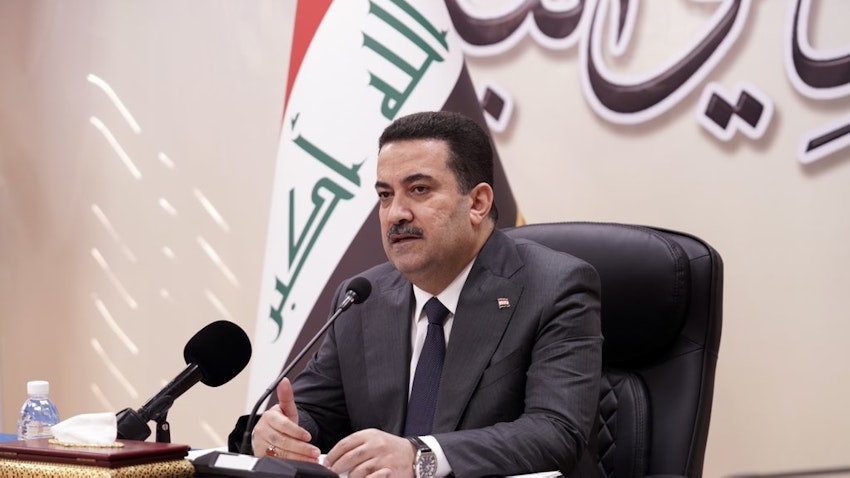 رئيس الوزراء العراقي محمد شياع السوداني في اجتماع في الديوانية، العراق. 19 نوفمبر/تشرين الثاني 2022 (المصدر:صفحة مكتب رئيس الوزراء العراقي عبر تويتر)