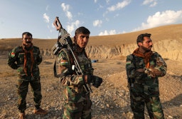 Kurdish Peshmerga fighters affiliated with Iran's separatist Kurdistan Freedom Party (PAK), man a position near the town of Altun Kupri, Iraq on Nov. 23, 2022. (Photo via Getty Images)