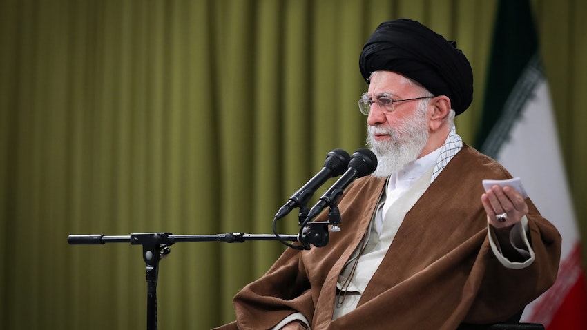 Supreme Leader Ali Khamenei delivers a televised speech in Tehran, Iran on Nov. 26, 2022. (Photo via Iran's supreme leader's website)