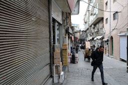 Shopkeepers go on a shutter down strike in Tehran, Iran on Dec. 6, 2022. (Photo via Getty Images)