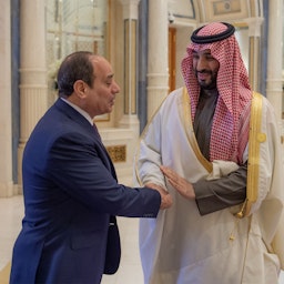 Crown Prince of Saudi Arabia Mohammed bin Salman Al Saud receives the Egyptian President Abdel Fattah El-Sisi in Riyadh, Saudi Arabia on Dec. 9, 2022. (Photo via Getty Images)