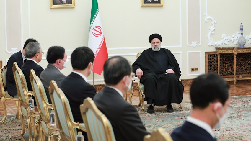 Iranian President Ebrahim Raisi meets with a Chinese delegation led by Vice Premier Hu Chunhua in Tehran, Iran on Dec. 13, 2022 (Photo via Iranian presidency)