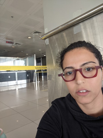 Mona Kareem in Kuwait's International Airport on Jan. 3, 2023. (Photo via Twitter/@monakareem)